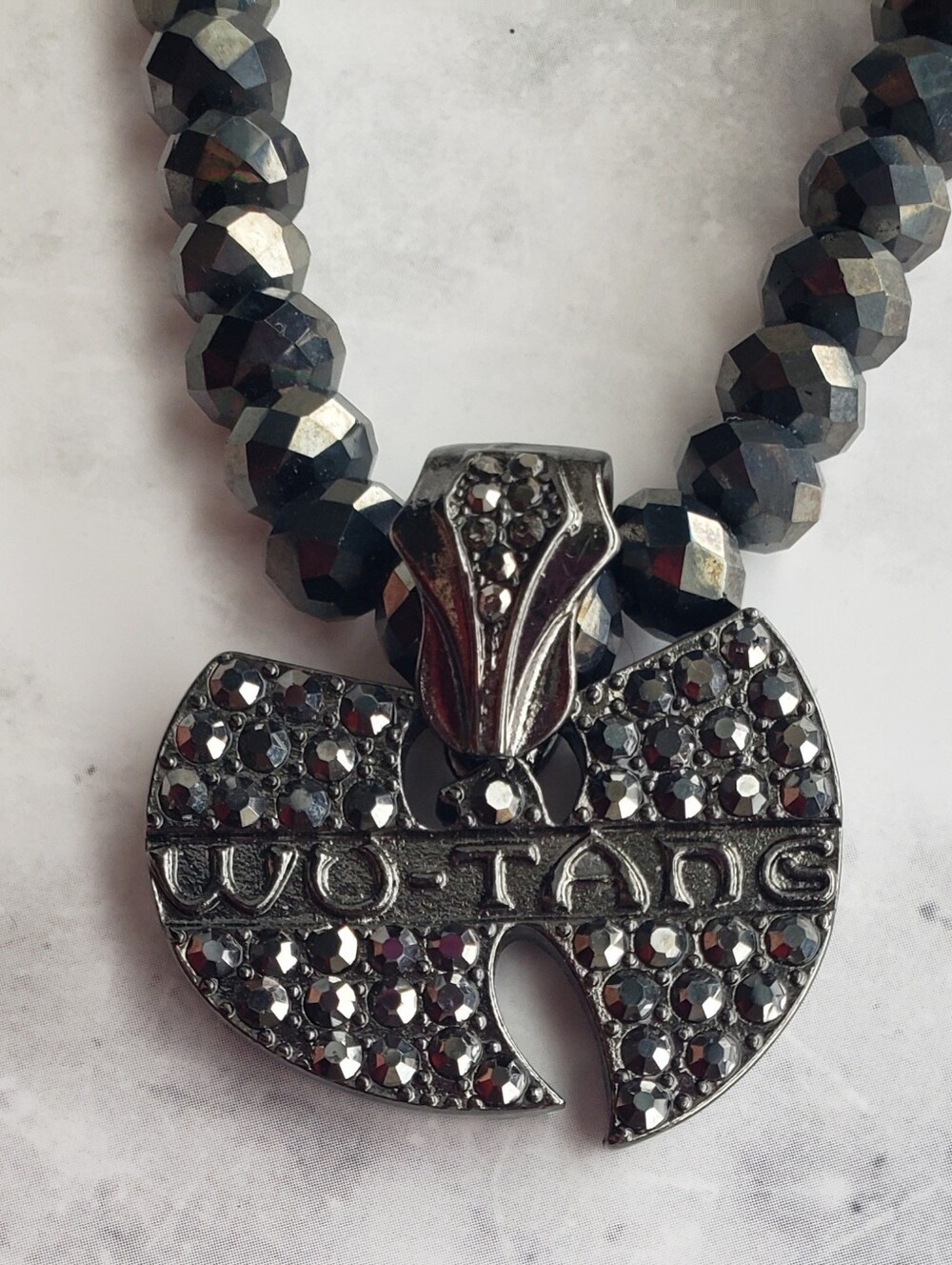 Hip Hop Iced Hematite Black Metallic WU TANG clan pendant Necklace RARE - Picture 5 of 8